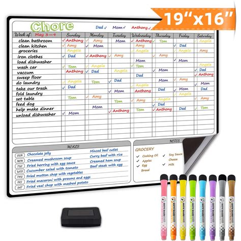 Buy Extra Large Magnetic Dry Erase Planner For Fridge 16 X19 Chore Chart Meal Planner And Notes