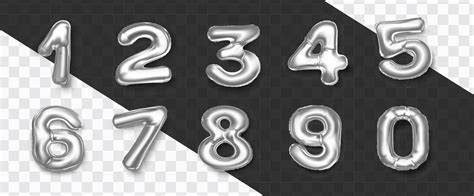 Set Of Realistic Silver Foil Balloon Numbers Vector Decoration 8353493