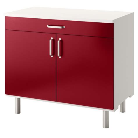Meuble bas cuisine 100 cm 2 portes couleur bordeaux brillant au