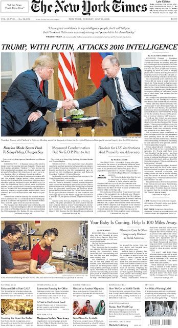 The New York Times International Edition In Print For Tuesday July 17 2018 The New York Times