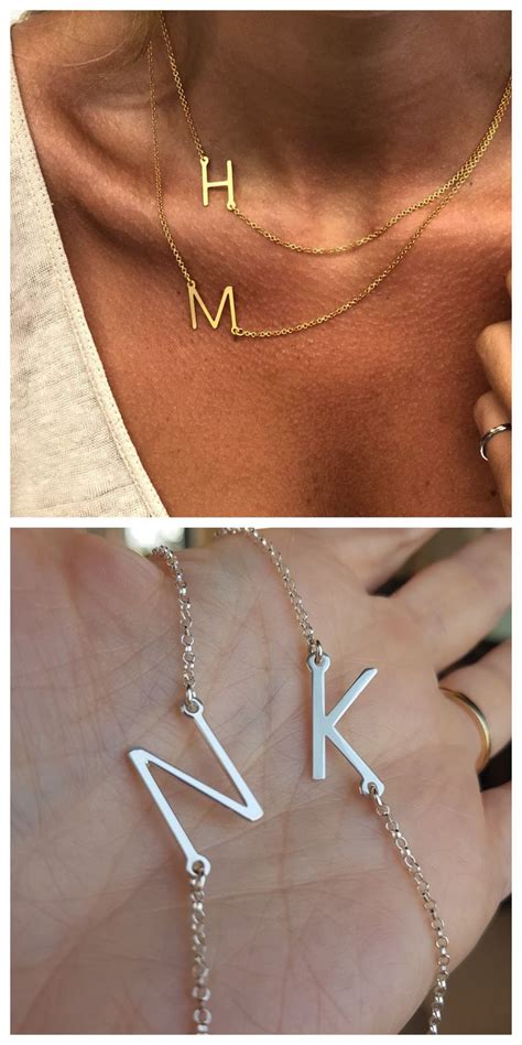 Sideways Initial Necklace In K Gold Plating Fashion Necklace