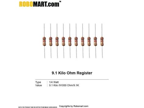 Buy Online 91 Kilo Ohm 14 Watt Resistance Pack Of 20