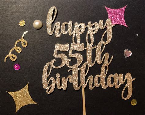 Happy 55th Cake Topper 55th Birthday Cake Topper Cake Etsy