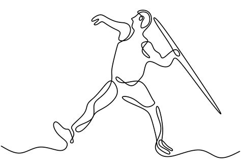 Continuous Line Drawing Of Javelin Athlete 1962392 Vector Art At Vecteezy