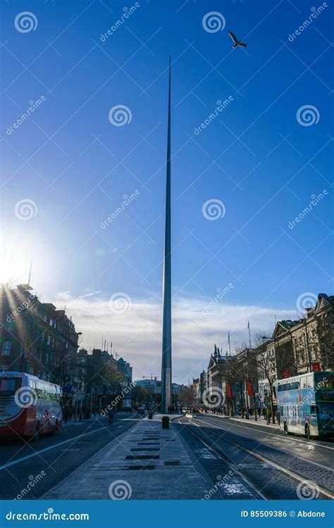 Dublin O`connell Street With The Spire Of Dublin Editorial Photo