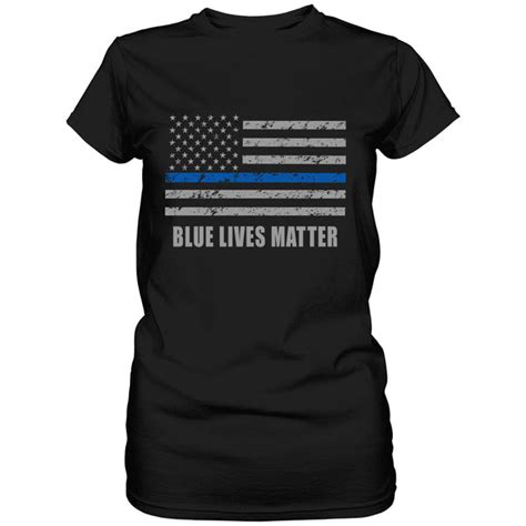 Blue Lives Matter Blue Line Flag Ladies T Shirt Bewild