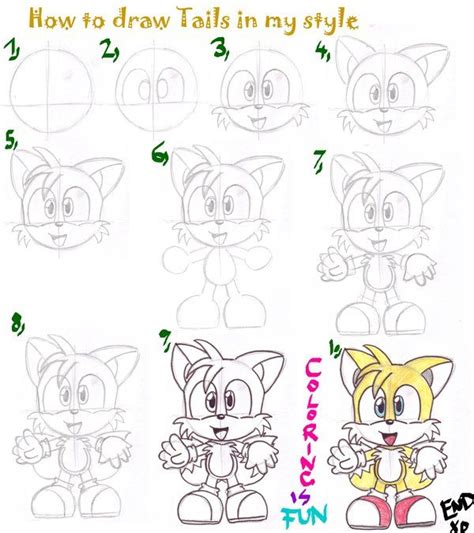 Tails Tutorial By Leniproduction How To Draw Sonic Hedgehog Drawing