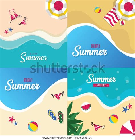 Happy Summer Holiday Beach Illustration Tropical Stock Vector Royalty