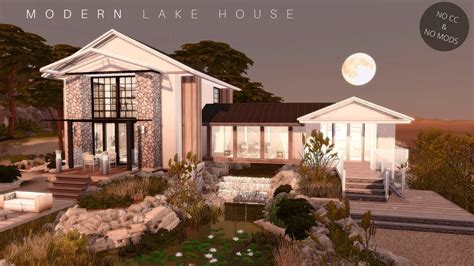 Modern Lake House No Cc Sims 4 Stop Motion Build And Interior Youtube