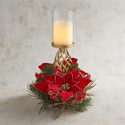 Faux Poinsettia Pillar Stand Centerpiece Candle Holder Pier 1 Imports