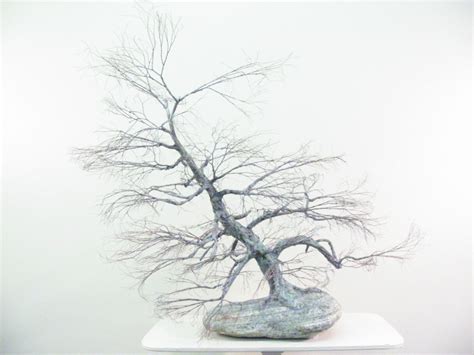 Copper Wire Tree Bonsai Style Natural Rock Recycled Material