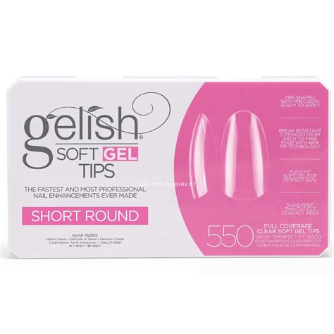 Gelish Soft Gel False Nail Tips Short Round Pack Of 550 And 11 Sizes