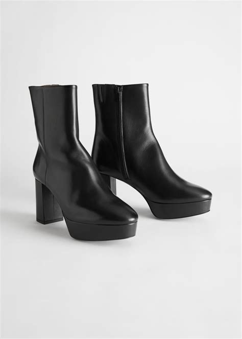 And Other Stories Leather Platform Heeled Ankle Boots Best Fall 2020