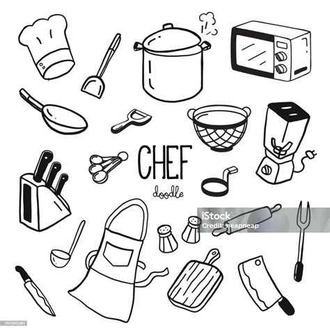 Hand Doodle Styles For Chef Items Doodle Chef Stock Illustration