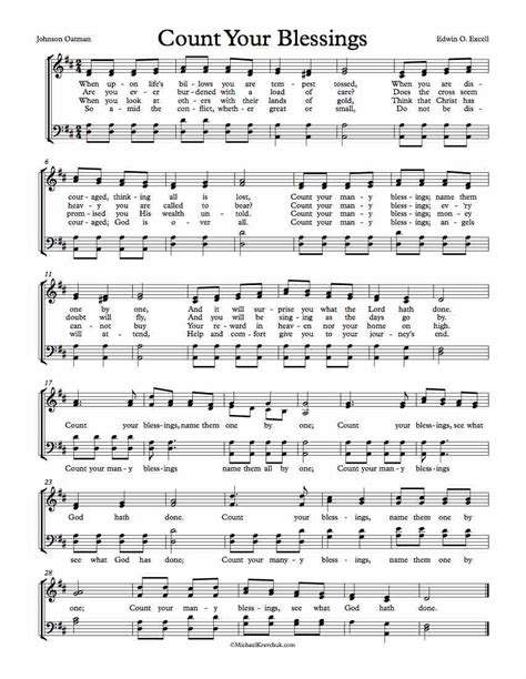 Free Choir Sheet Music Count Your Blessings Michael Kravchuk