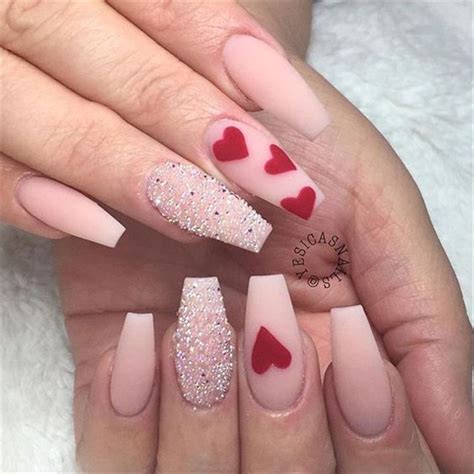 Valentines Day Nails Red Nail Art Designs Romantic Heart Shape Nails