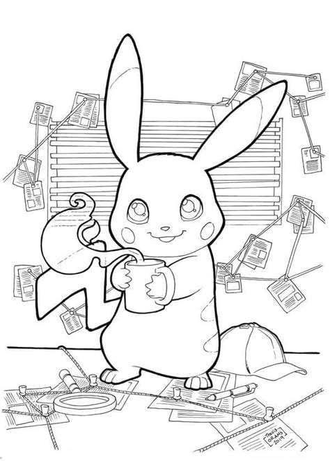 El Detective Pikachu Para Colorear Imprimir E Dibujar Coloringonlycom