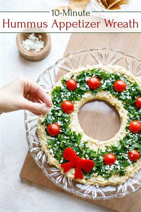 You can check out our other top 10 christmas lists of ideas, crafts, recipes. Easy Christmas Appetizer "Hummus Wreath" - Two Healthy Kitchens