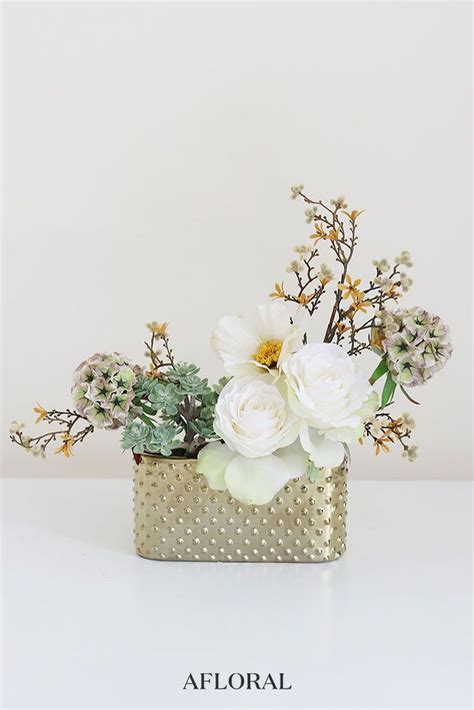 Simply add dried florals or your favorite fake flower stem to this unique, yet stunning bud. Simple Silk Flower Arrangement, Perfect for Coffee Table ...