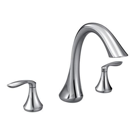 The moen eva two handle high arc bathroom faucet, like most moen products such as a bathroom sink or shower valve, is ada compliant so anybody from all walks if life can make use of it. Eva chrome two-handle high arc roman tub faucet - T943 - Moen