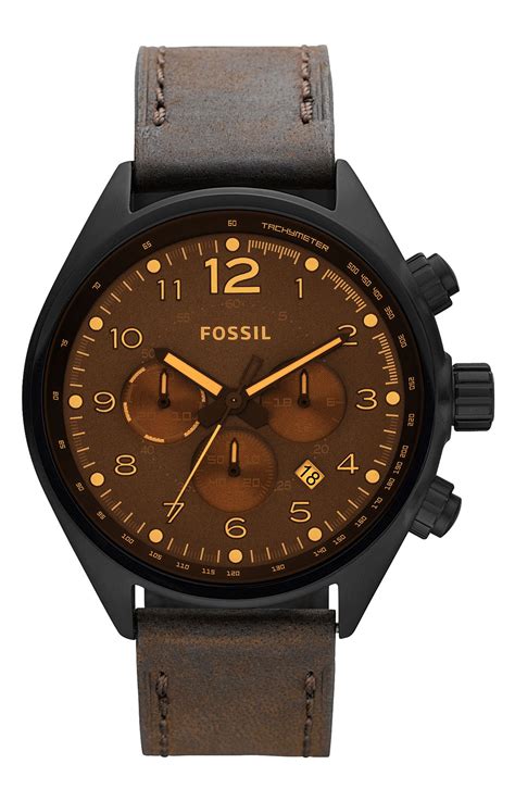 Fossil Chronograph Leather Strap Watch Nordstrom
