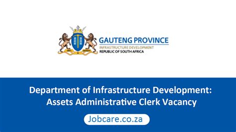 Department Of Infrastructure Development Assets Administrative Clerk
