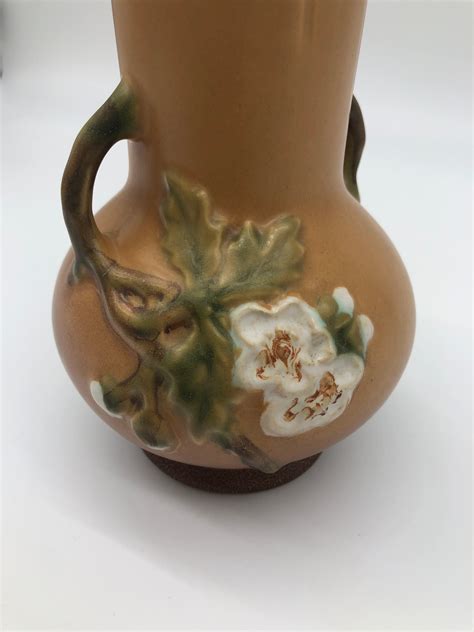 Vintage Weller Vase Art Pottery Double Handled Floral Raised Etsy
