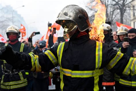French Firefighters Set Themselves Alight And Start Fighting Against