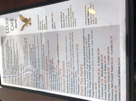 Menu Of Louis Cafe In Golden Co 80401