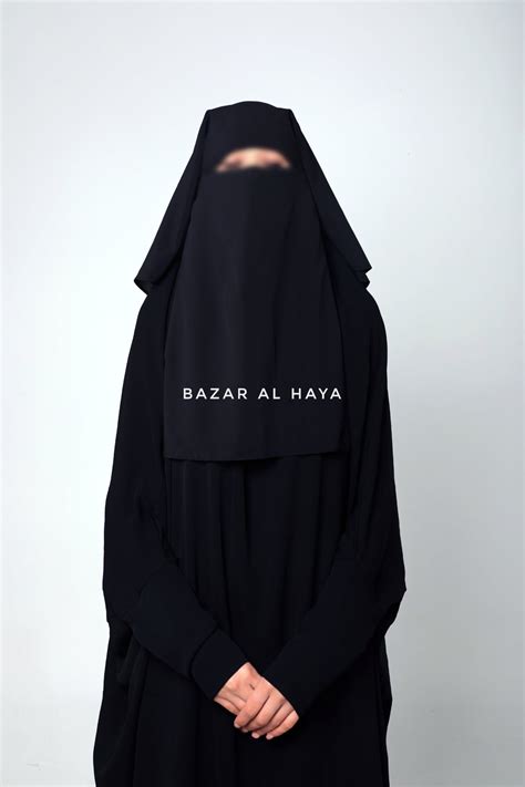 2 Layer Extra Long Niqab Burqa Black Niqab Face Veil Nikab Etsy Uk
