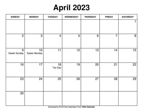 Blank Calendar Printable April 2023 Get Calender 2023 Update