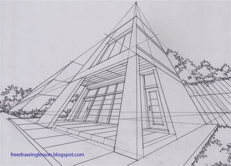 Three Points Perspective Perspective Building Drawing Perspective