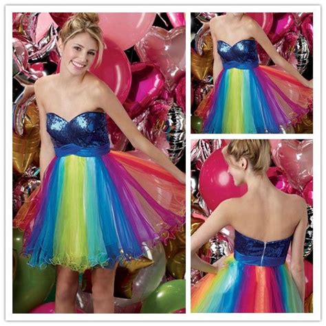 Newest Design Fun And Feisty Rainbow Color Sweetheart Strapless Short