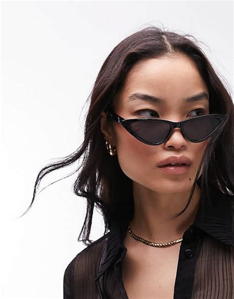 Topshop Crocus Angled Cat Eye Sunglasses In Black Asos