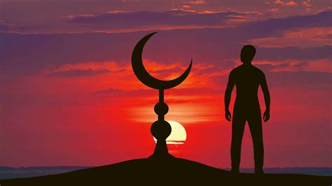 The Man Stand Near Islam Symbol Against Stock Footage Sbv