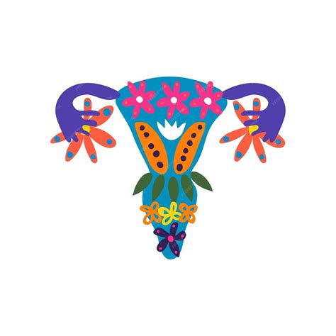 Premium Vector Healthy Female Reproductive System With Bright Flowers