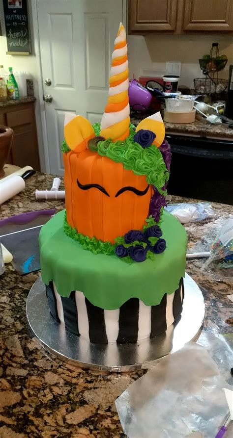 Homemade Cake For A Halloween Themed Birthday Party Food