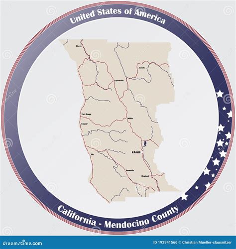Mendocino County California Map Vector 143340414