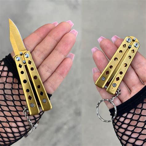 Mini Butterfly Knife Keychain Blades For Babes