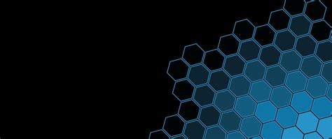 2560x1080 Black Blue Hexagon Pattern 2560x1080 Resolution Wallpaper Hd