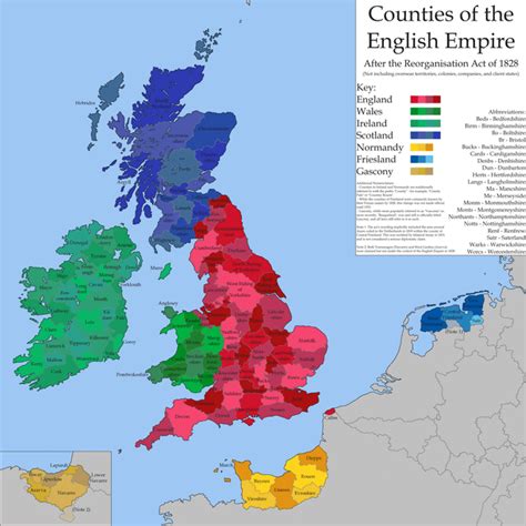Counties Of The English Empire 1828 Rimaginarymaps
