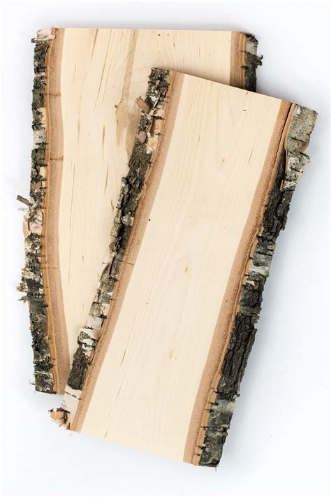 Birch Wood Planks With Bark 5x12
