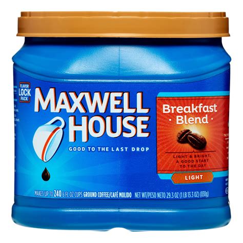 Maxwell House Ground Coffee Breakfast Blend Light 256oz Can Garden