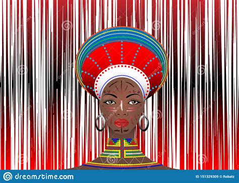 African Tribe Clothes Female Zulu Aboriginal Portrait Of Cute South African Woman Of Bantu