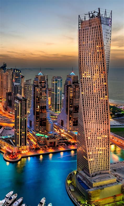 1280x2120 Dubai Uae Building Skyscrappers Night Iphone 6 Hd 4k