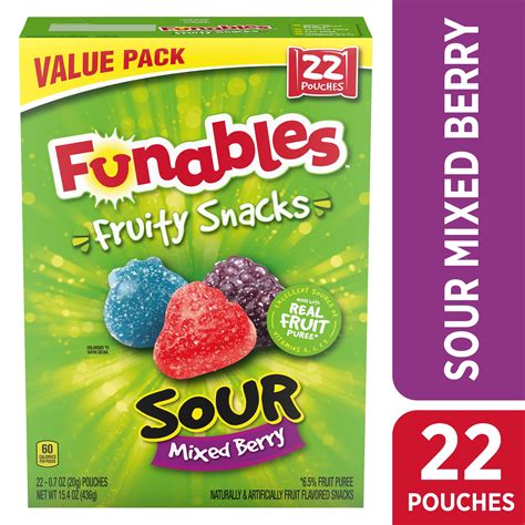 Funables Fruit Snacks Mixed Berry Sours 158oz 22 Count