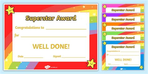 Free Superstar Certificates Primary Resources Twinkl