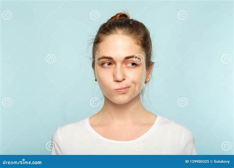 Puzzled Skeptic Doubtful Woman Facial Expression Stock Image Image Of