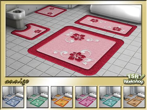 The Sims Resource Bath Rugs Hibiscus Set By Annigo Sims 4 Downloads