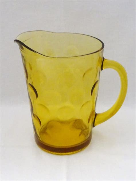 Vintage HAZEL ATLAS Eldorado Circles Amber Gold Glass Water Beverage